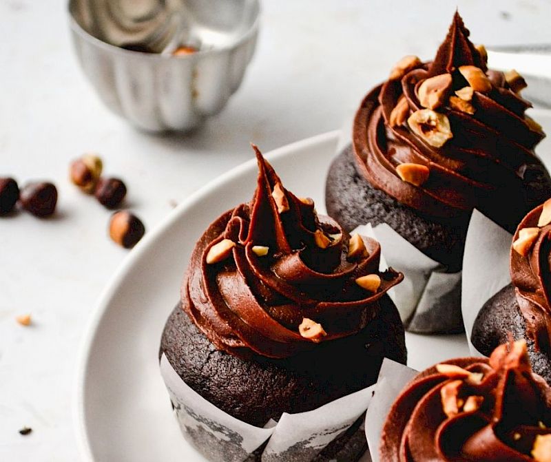Chocolate Hazelnut Ganache Cupcakes